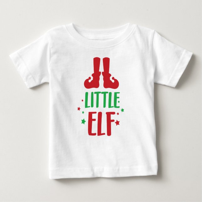 Little Elf, Elf Shoes, Stars, Christmas, Xmas Baby T-Shirt (Front)