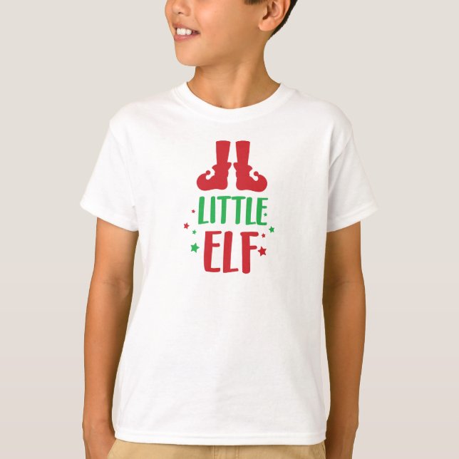 Little Elf, Elf Shoes, Stars, Christmas, Xmas T-Shirt (Front)