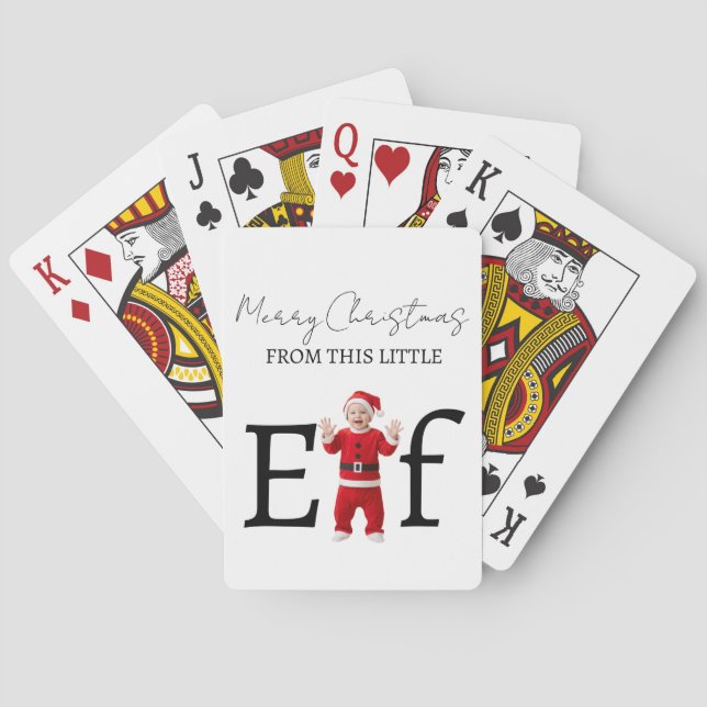 Little Elf Merry Christmas Gift Playing Cards (Back)