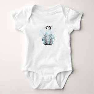 Little Emperor Penguin Watercolor Baby Bodysuit