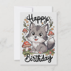 Little Enchanted Wolf Digital Birthday Card
