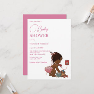 "Little Ethnic Girl Calling" Baby Shower Invitation