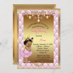 Little etnic Princess, Baby Shower Invitation,gold Invitation