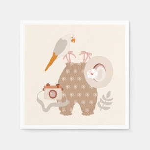 Little Explorer Adventure Awaits Boho Cocktail Napkin