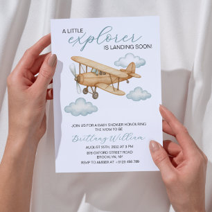 Little Explorer Baby Shower Travel Adventure  Invitation