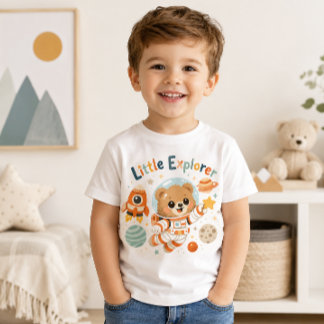 Little Explorer Bear Astronaut Space Adventurer Toddler T-Shirt