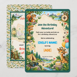 Little Explorer Birthday Adventure Cute Animals Invitation