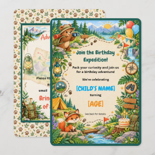 Little Explorer Birthday Adventure with Watercolor Invitation