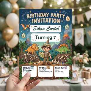 Little Explorer Birthday Invitation for Kids Party
