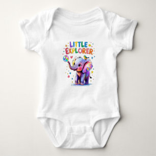 Little Explorer Crayon Style Baby Elephant Bodysuit