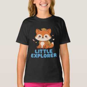 Little Explorer Cute Fox with Backpack & Cap Kids T-Shirt