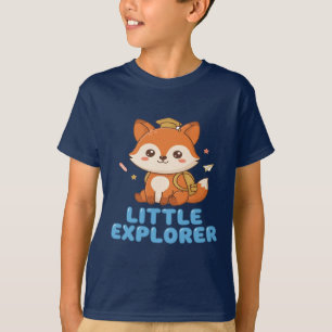Little Explorer Cute Fox with Backpack & Cap T-Shirt