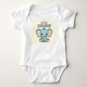 Little Explorer Elephant Baby Bodysuit Design
