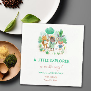 Little Explorer Forest Detective Boy Baby Shower Napkin