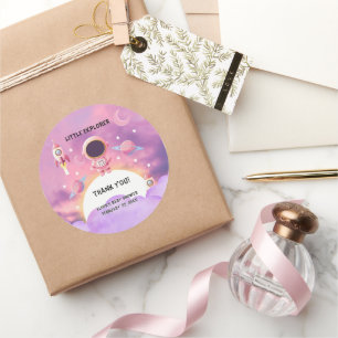 Little Explorer Modern Purple Baby Shower  Classic Round Sticker