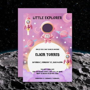 Little Explorer Modern Purple Baby Shower  Invitation