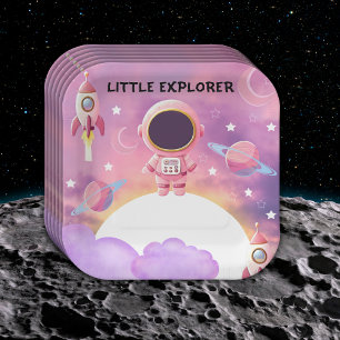 Little Explorer Modern Purple Baby Shower Paper Plate