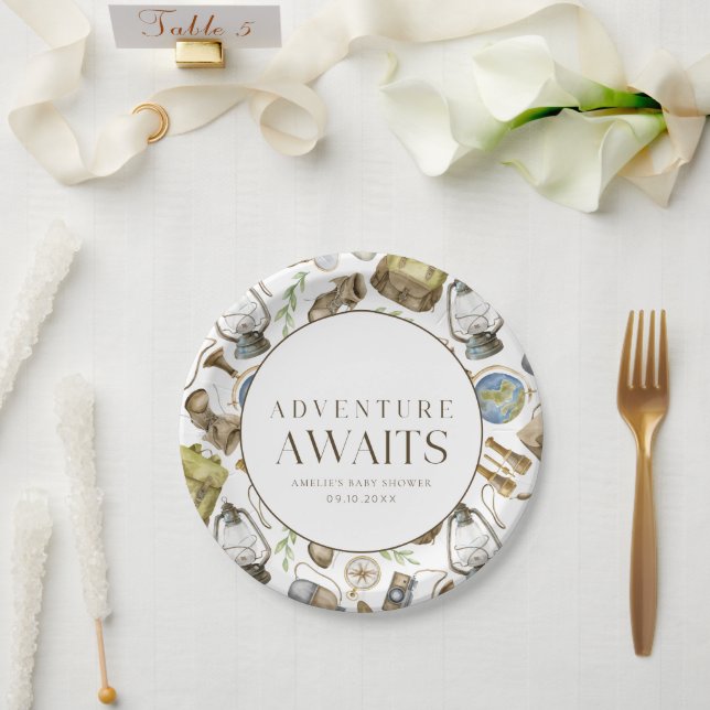 Little Explorer Neutral Customisable Paper Plate (Wedding)