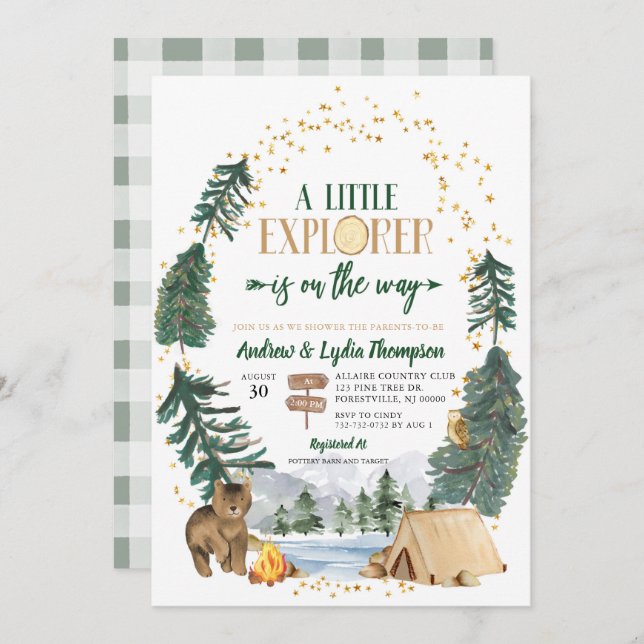 Little Explorer on the way Baby Shower Invitation (Front/Back)