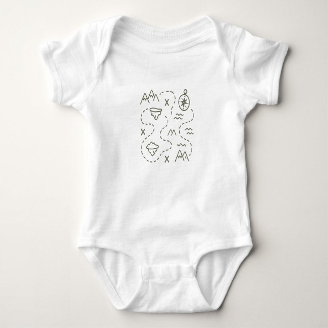 Little Explorer’s Treasure Map Baby Bodysuit (Front)