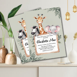 Little Explorer Safari Animals Boy Baby Shower Invitation