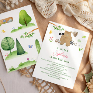 Little Explorer Woodland Forest Hiking Baby Shower Invitation