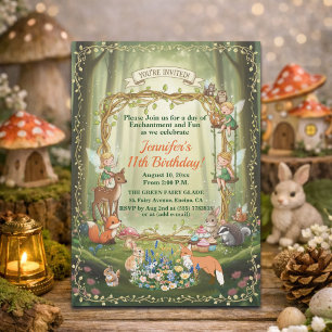 Little Fairies Whimsical 11th Birthday Party Invitation