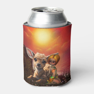 Little fairy and the cute fawn.  can cooler