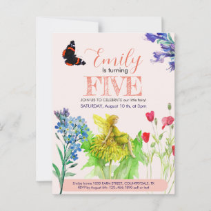 Little fairy and wildflowers postcard