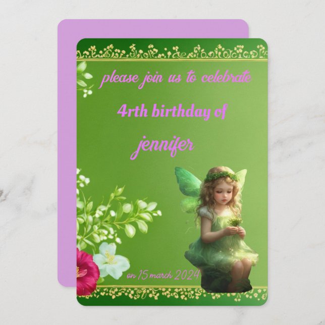 little fairy birthday invitation (Front/Back)