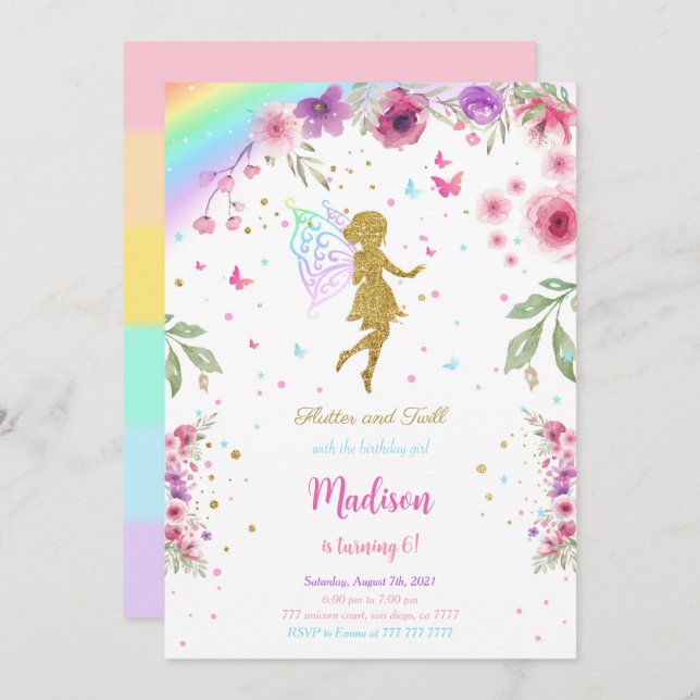 Little Fairy Birthday Party  Invitation (Front/Back)