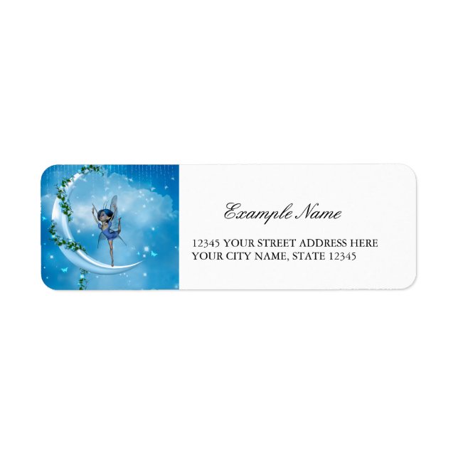 Little fairy dancing on the moon return address label (Front)