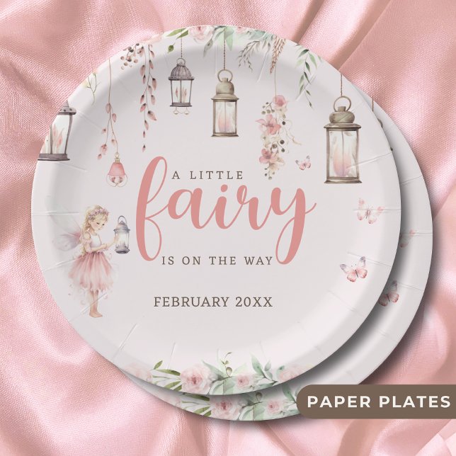 Little Fairy Enchanted Pink Baby Shower Paper Plate (Creator Uploaded)