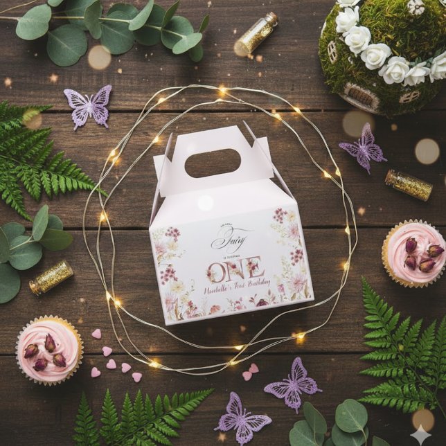 Little Fairy Floral Garden First Birthday  Favour Box (Creator Uploaded)