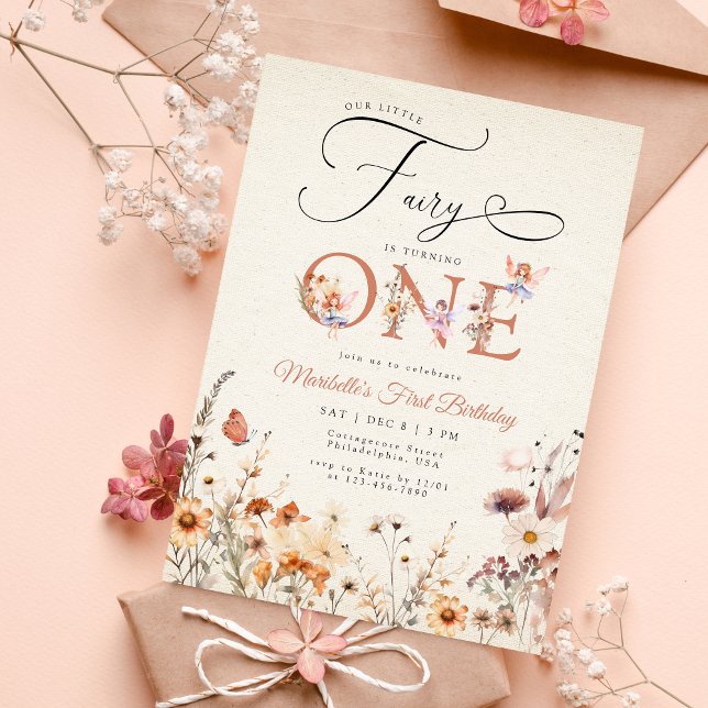 Little Fairy Floral Garden First Birthday Invitation (Creator Uploaded)