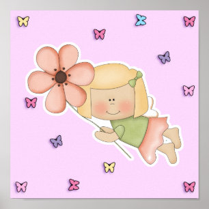Little Fairy Girl with Flower Poster