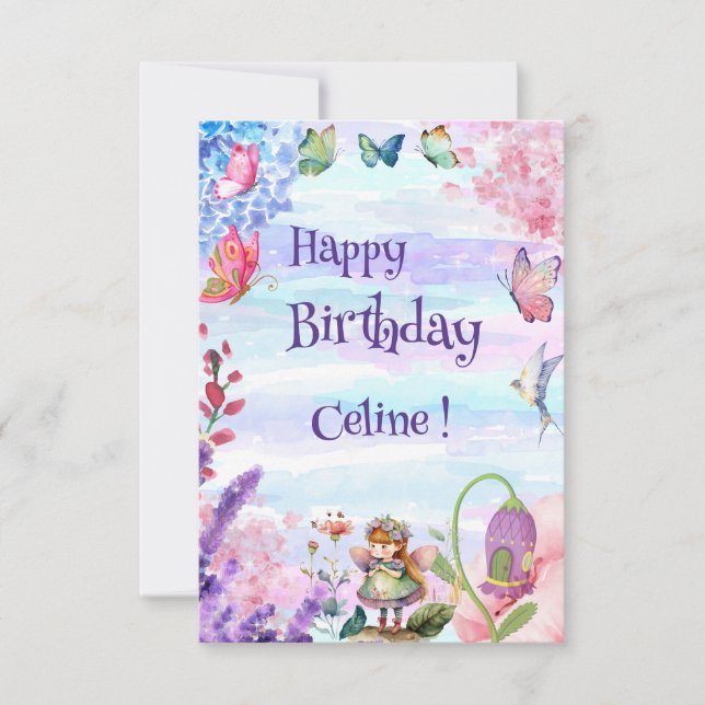 Little fairy Happy Birthday greeting Card (Front)