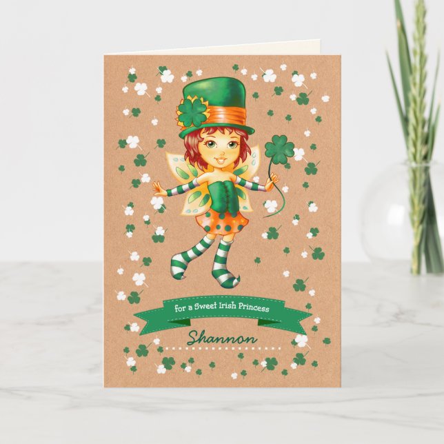 Little Fairy Irish Girl Custom St. Patrick's Day Card (Front)