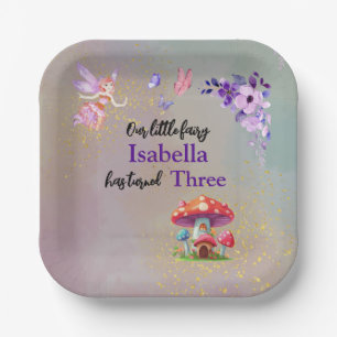 Little Fairy Mushroom House Butterflies Any Age Paper Plate
