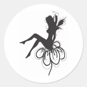 Little Fairy on a Flower Classic Round Sticker