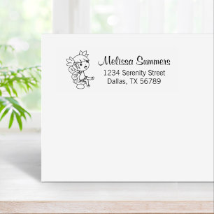 Little Fairy on a Toadstool Address Rubber Stamp