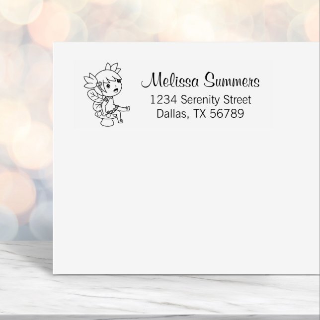 Little Fairy on a Toadstool Address Self-inking Stamp (Creator Uploaded)