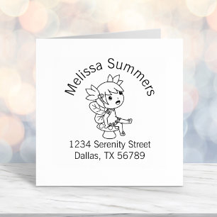 Little Fairy on a Toadstool Arch Address Self-inking Stamp