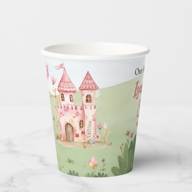 Little Fairy Pink Castle Butterfly Any Age  Paper Cups (Front)