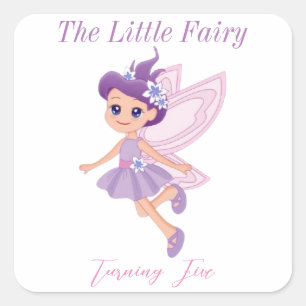 Little Fairy Pink Cute birthday party invitation Square Sticker