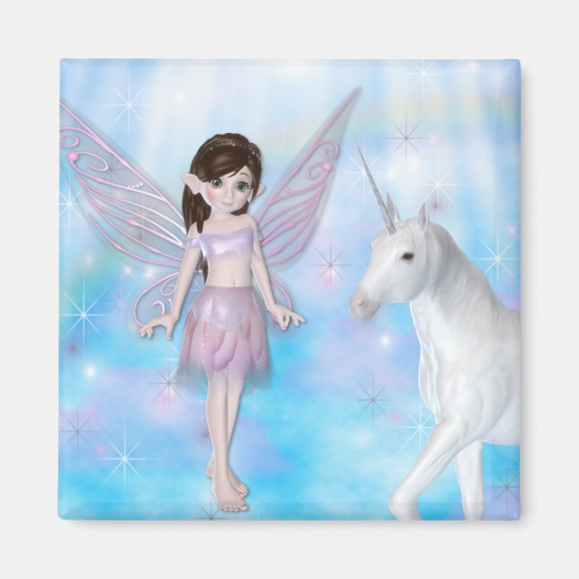 Little Fairy w/Unicorn Designs Magnet (Front)