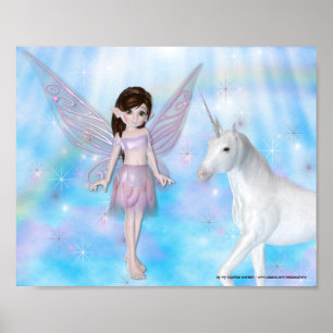 Little Fairy w/Unicorn Fantasy Poster/Print D2 Poster