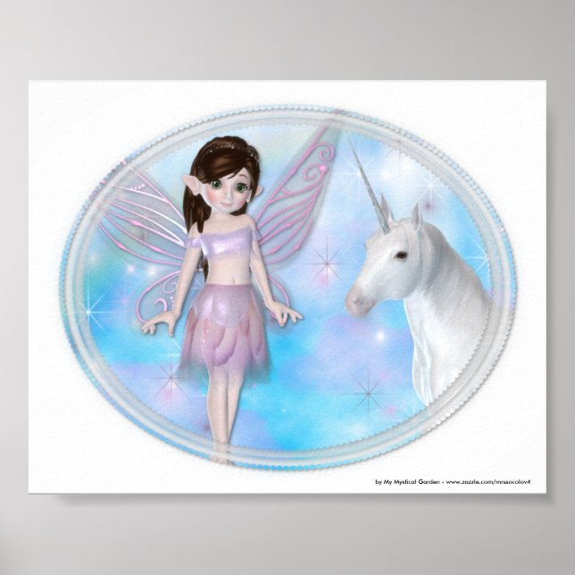 Little Fairy w/Unicorn Fantasy Poster/Print Poster (Front)