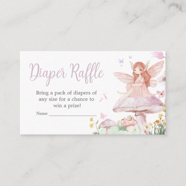 Little Fairy Whimsical Baby Shower Diaper Raffle Enclosure Card (Front)
