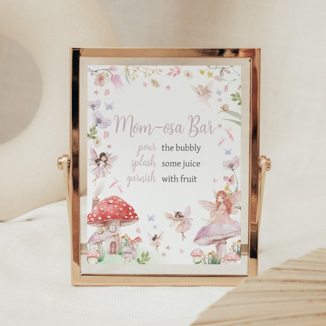 Little Fairy Whimsical Baby Shower Mum Osa Poster (Whimsical Little Fairy Baby Shower Mom Osa Bar Sign)